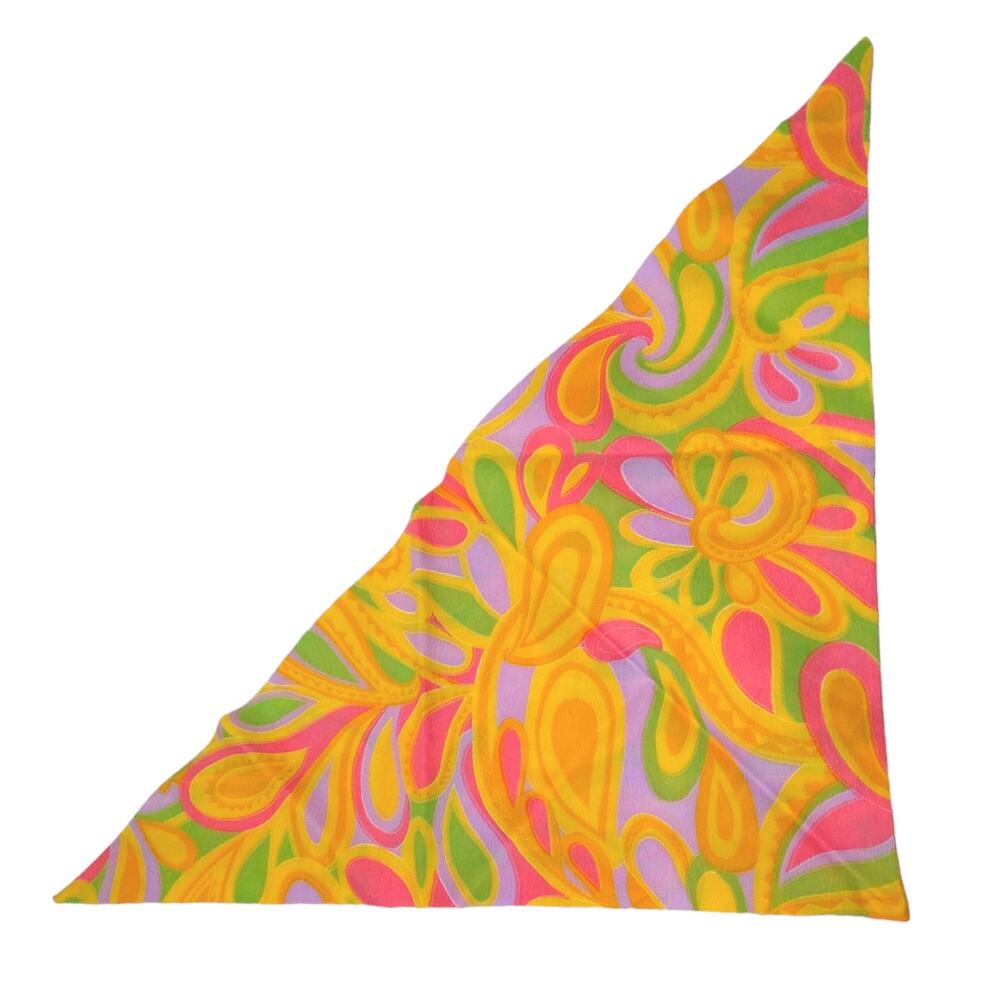 70's Vintage Mod Pink & Green Scarf Neckerchief